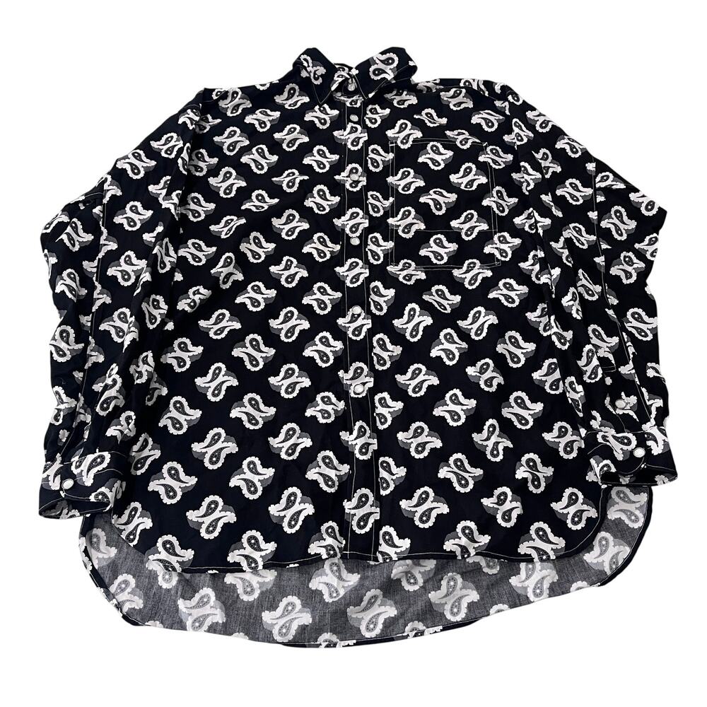COMME DES GARCONS Mens Black Paisley Print Long Sleeve Button Shirt Small